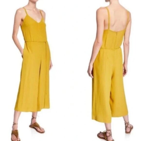 Vince Cami Wide Leg Crop Jumpsuit in Limoncello Size 10 new - Picture 1 of 5